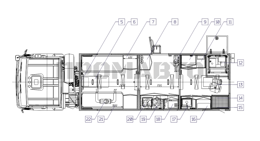 Схема Передвижная лаборатория на базе шасси КАМАЗ 43118 9