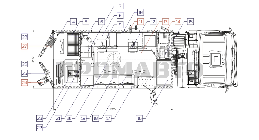 Схема Передвижная лаборатория на базе шасси КАМАЗ 5350 9
