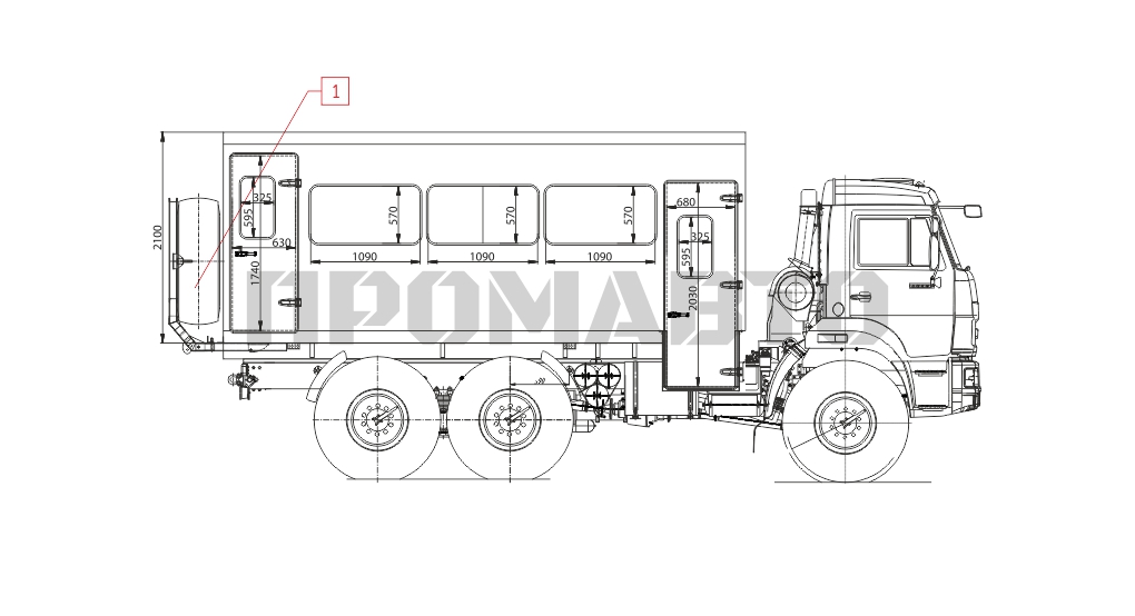 Схема Вахтовый автобус на базе шасси КАМАЗ 5350  6