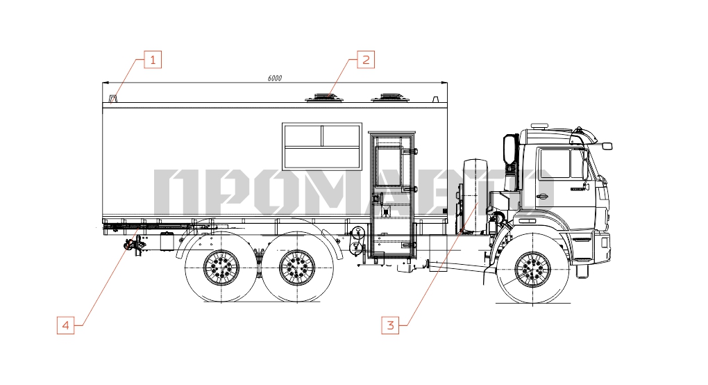 Схема Вахтовый автобус специальный на базе шасси КАМАЗ 43118 8