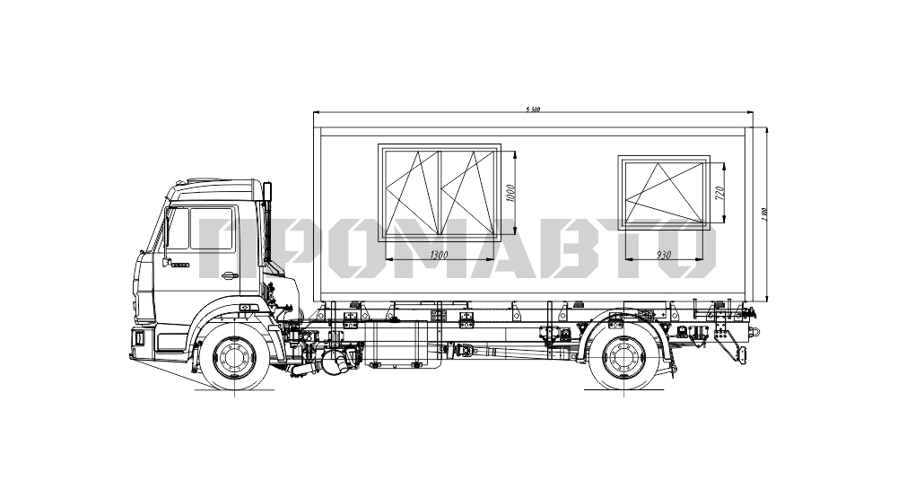 Схема Передвижная мастерская на базе шасси КАМАЗ 4308 7