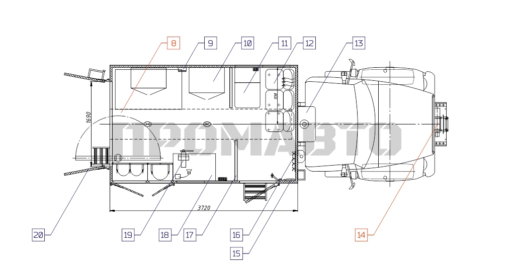 Схема Автомобиль-мастерская на базе шасси ГАЗ-33081 6