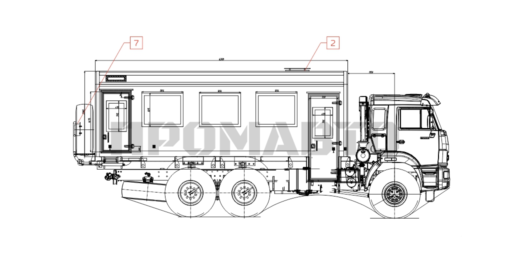 Схема Вахтовый автобус на базе шасси КАМАЗ 43118 6