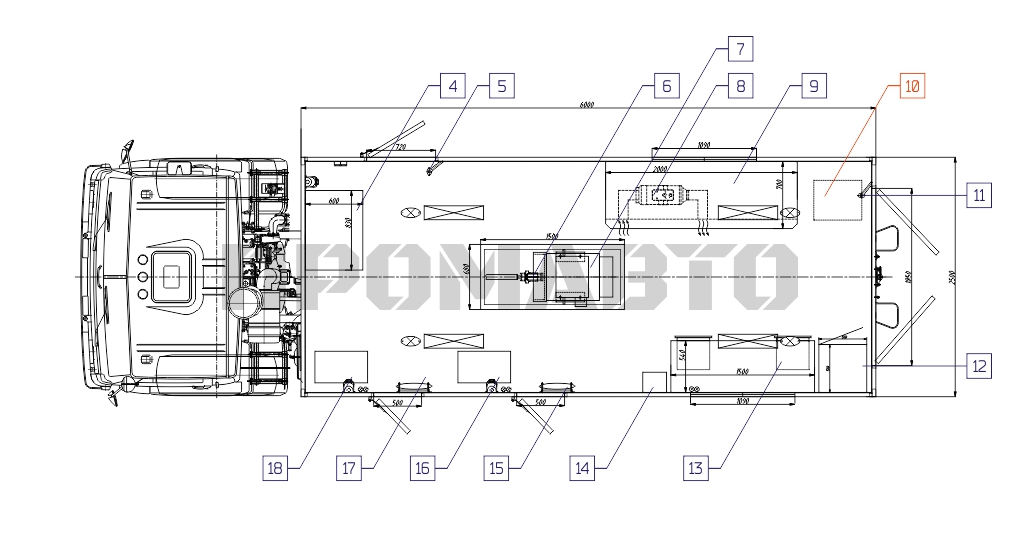 Схема Передвижной комплекс сварочных работ (ПКСР) на базе шасси КАМАЗ 43118 6