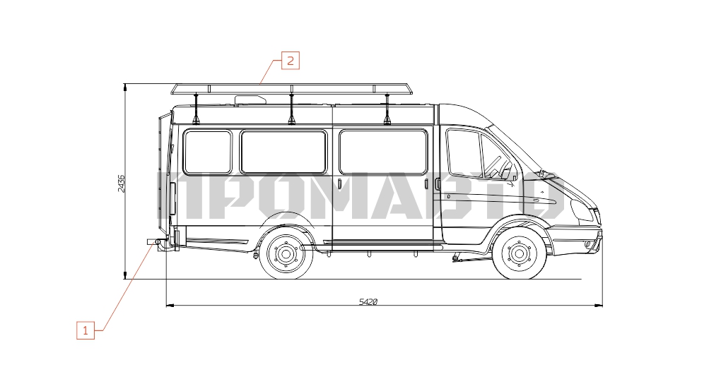 Схема Доработка автомобиля на базе шасси ГАЗ 27057 до автомобиля «Аварийная газовая служба» 6