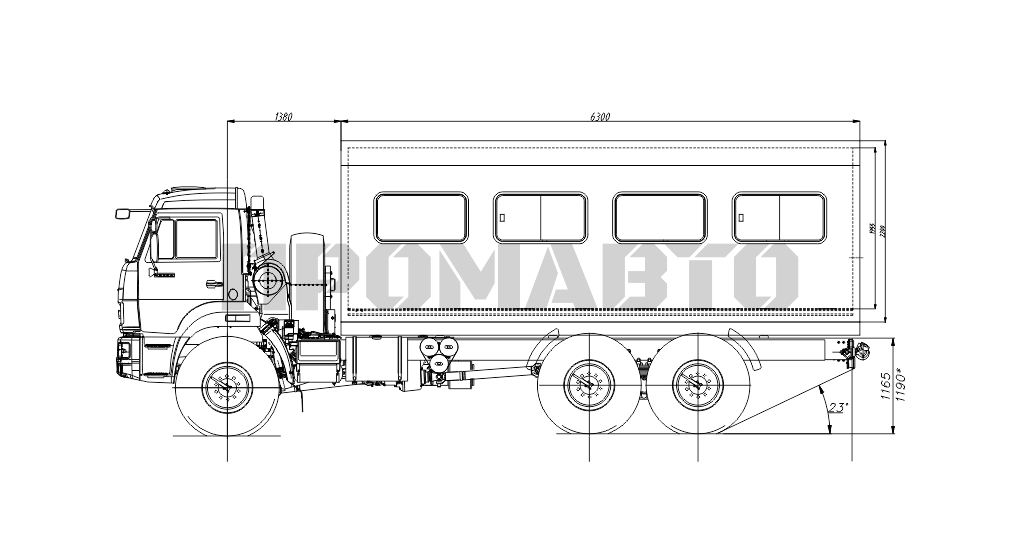 Схема Вахтовый автобус на базе шасси КАМАЗ 43118 10