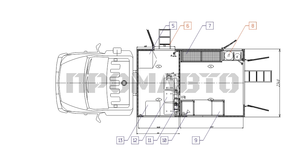 Схема Передвижная авторемонтная мастерская на базе шасси ГАЗон NEXT 4
