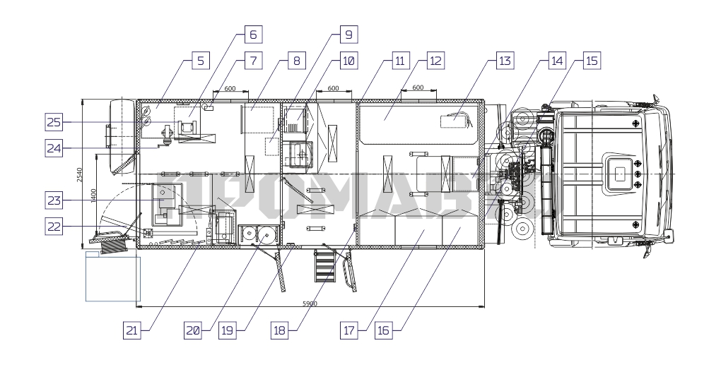 Схема Передвижная лаборатория на базе шасси КАМАЗ 43118 с газобаллонным оборудованием 4