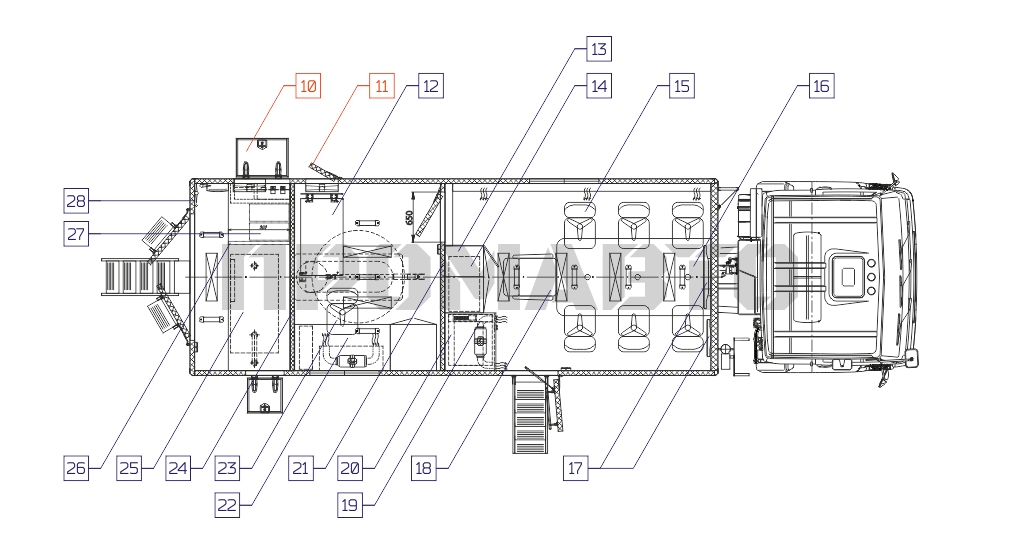 Схема Передвижная лаборатория на базе шасси КАМАЗ 43118 6