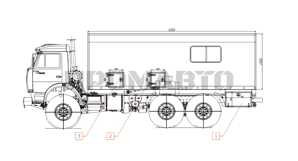 Схема Передвижной комплекс сварочных работ (ПКСР) на базе шасси КАМАЗ 43118 6