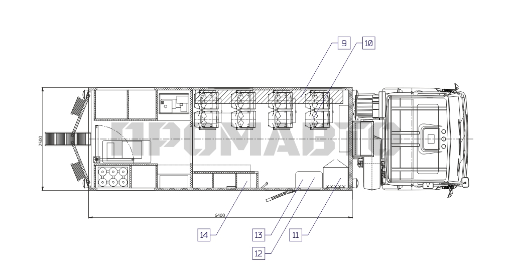 Схема Мобильный водолазный комплекс на базе шасси КАМАЗ 43118 8