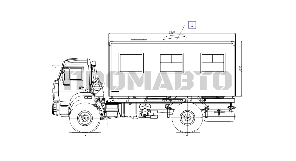 Схема Вахтовый автобус на базе шасси КАМАЗ 43502 7