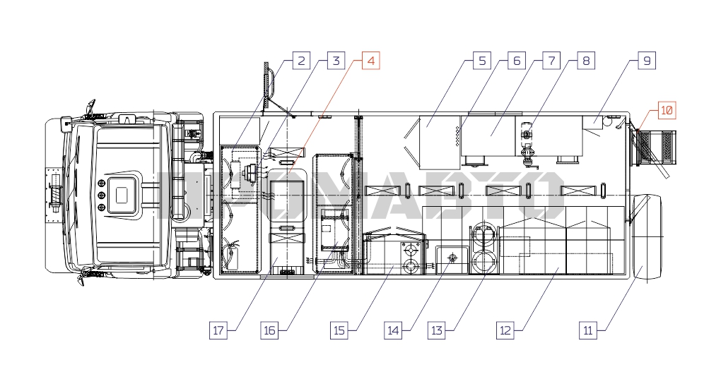 Схема Передвижная лаборатория (ЛКТСТ) на базе шасси КАМАЗ 43118 11