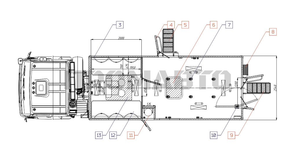 Схема Передвижная лаборатория на базе шасси КАМАЗ 43118 8