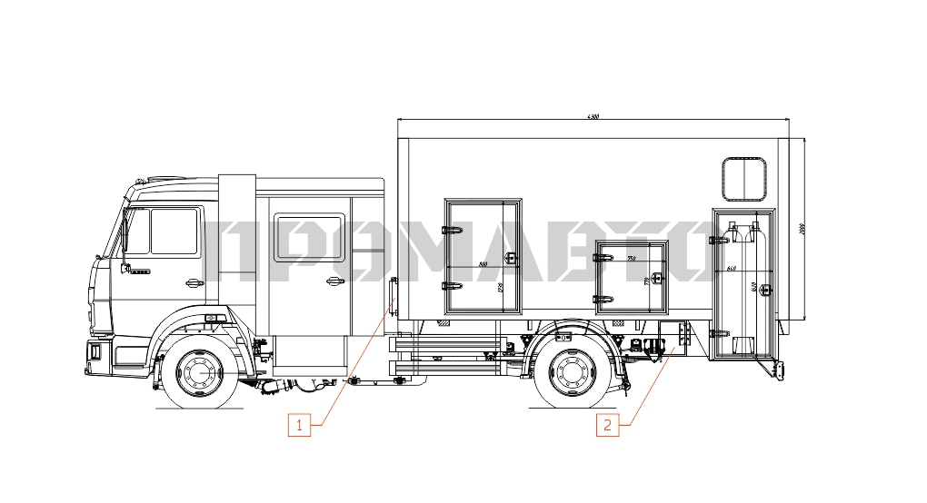 Схема Передвижная мастерская на базе шасси КАМАЗ 4308 со сдвоенной кабиной 5