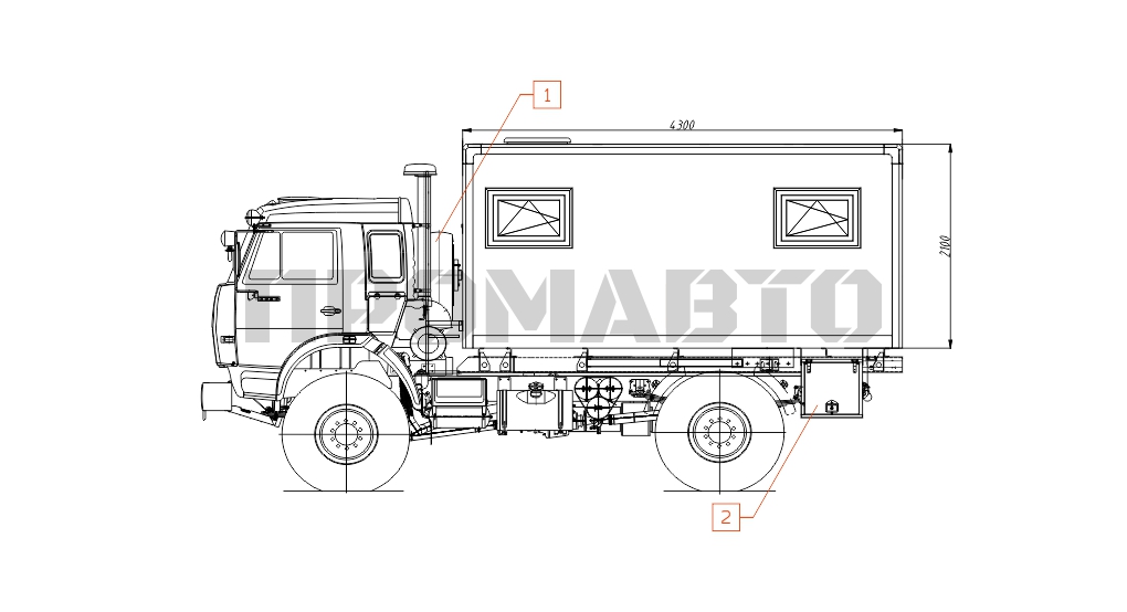 Схема Передвижная мастерская на базе шасси КАМАЗ 43501 6