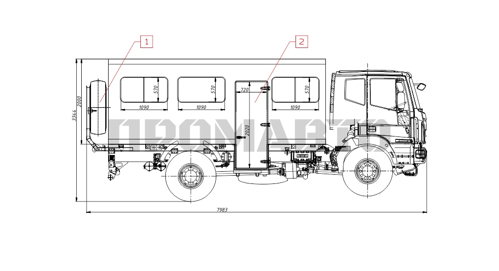 Схема Вахтовый автобус на базе шасси Iveco Eurocargo 7
