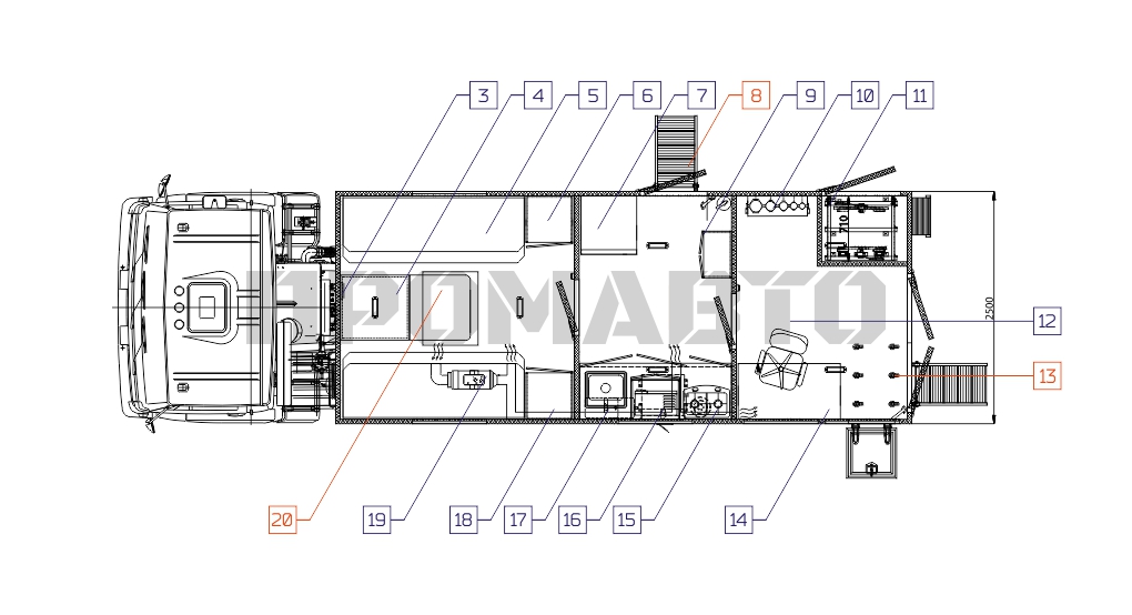 Схема Передвижная мастерская на базе шасси КАМАЗ 43118 8