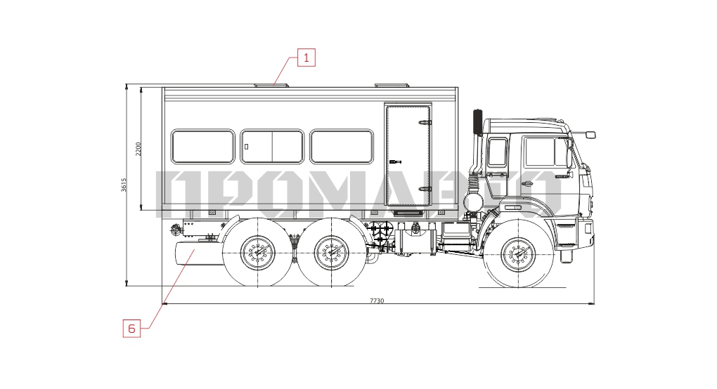 Схема Вахтовый автобус на базе шасси КАМАЗ 43114 7