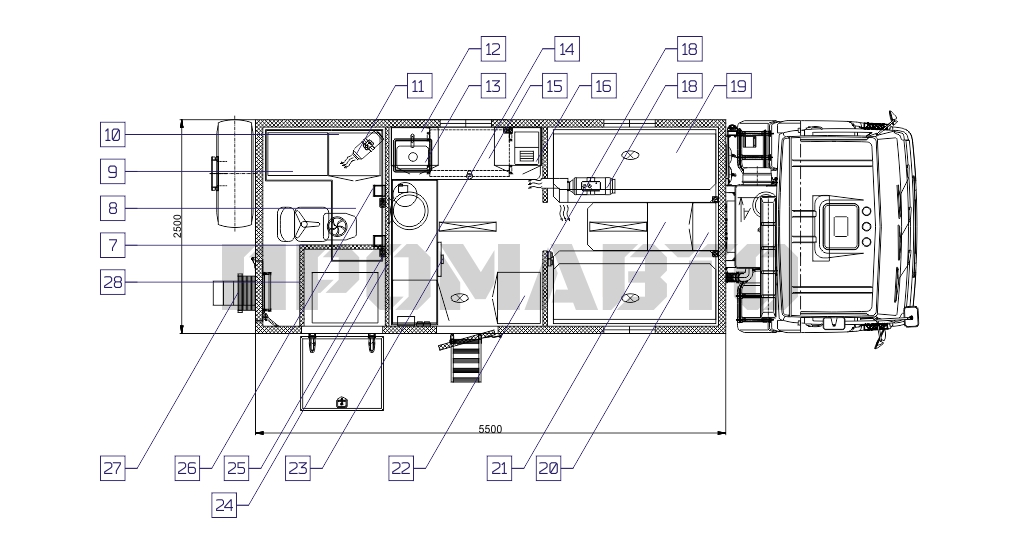 Схема Передвижная лаборатория на базе шасси КАМАЗ 43502 5