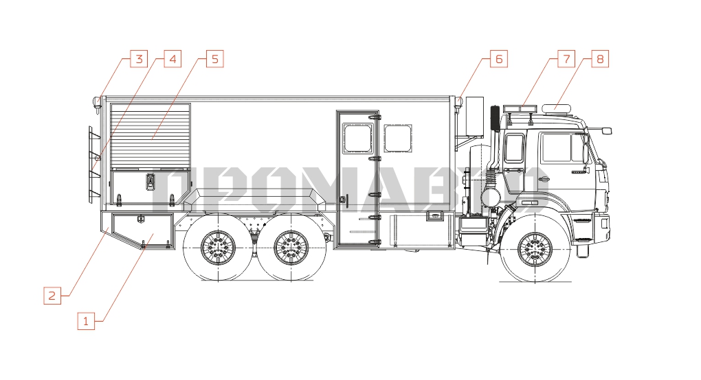Схема Мобильный водолазный комплекс на базе шасси КАМАЗ 43118 8