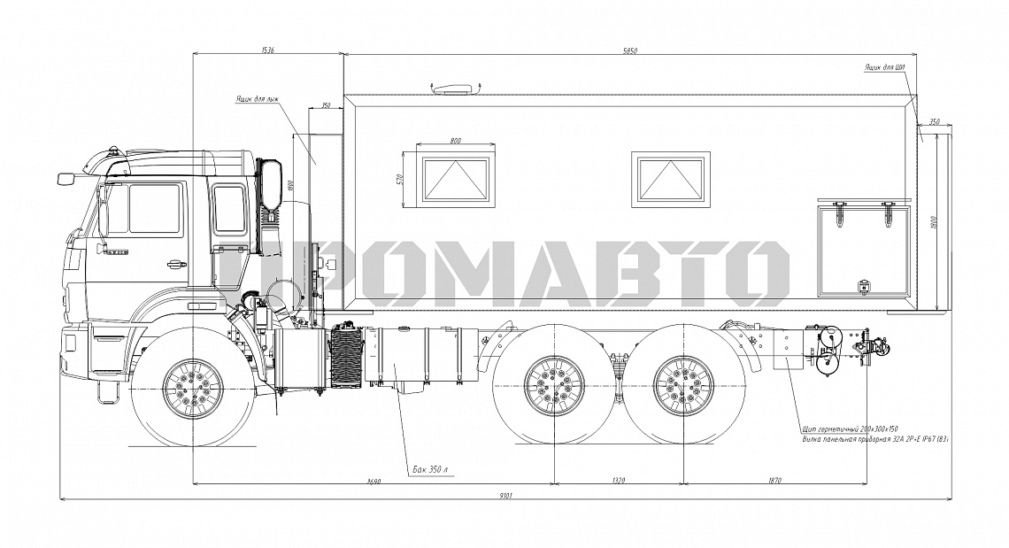 Схема Передвижная лаборатория ЭХЗ на базе шасси КАМАЗ 43118 2