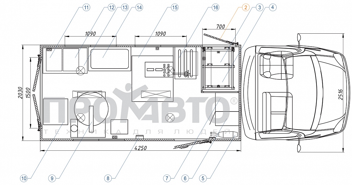 Схема Передвижной шиномонтаж на базе шасси ГАЗ-330202 7