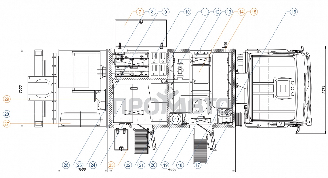 Схема Передвижная техническая помощь с КМУ на базе шасси КАМАЗ 43118 2