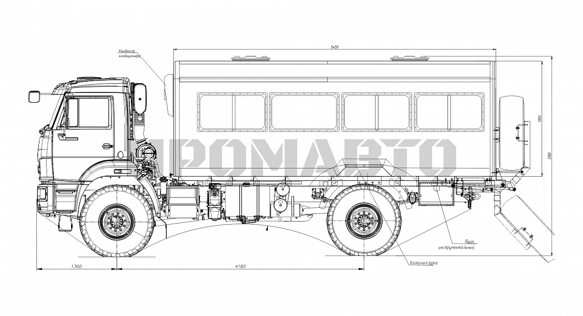 Схема Вахтовый автобус (20+2) на базе шасси КАМАЗ 43502 2