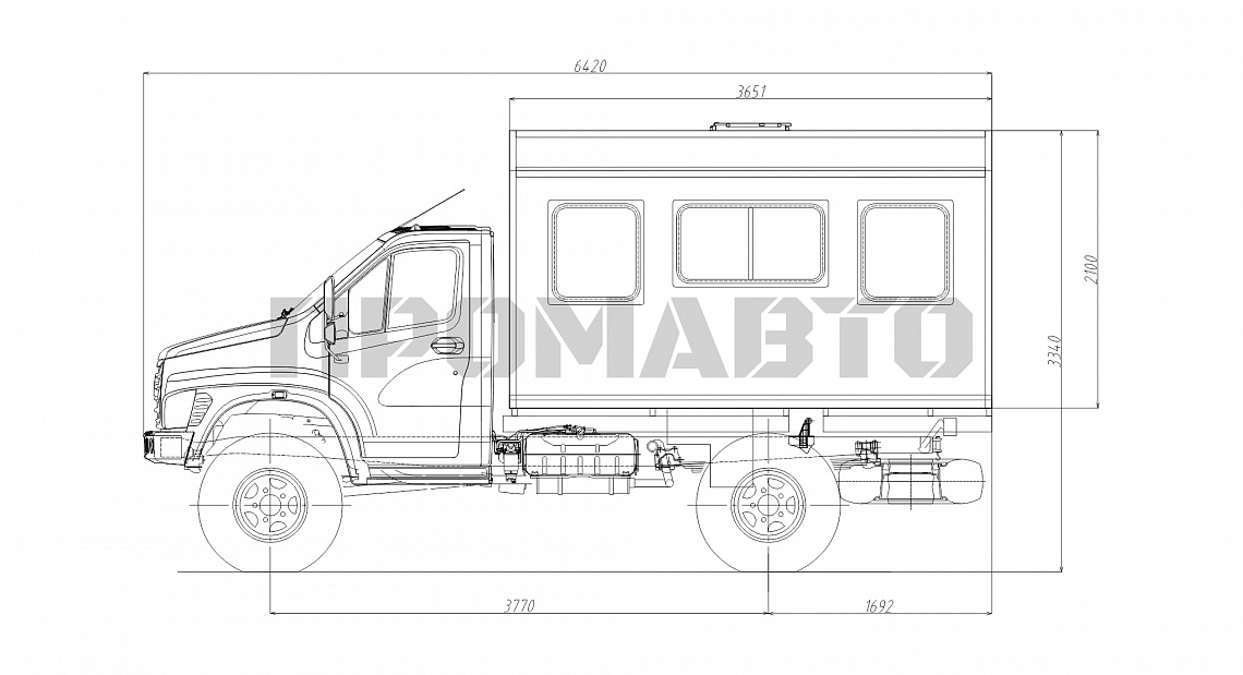 Схема Вахтовый автобус (20+2) на базе шасси ГАЗ С41А23 2