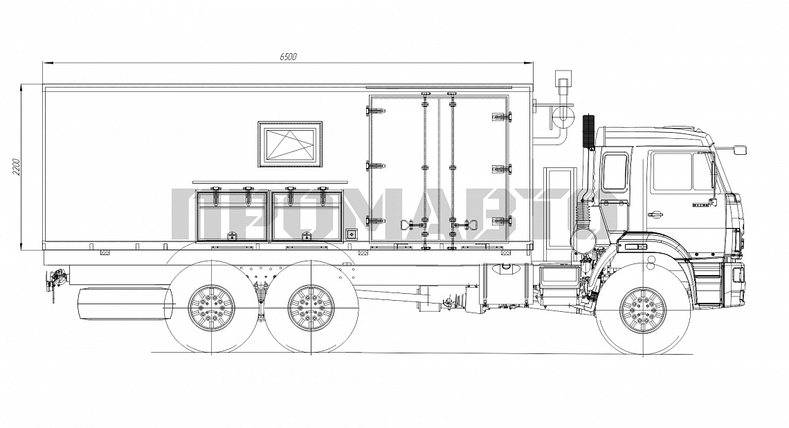 Схема Фургон сварочный на базе шасси КАМАЗ 2