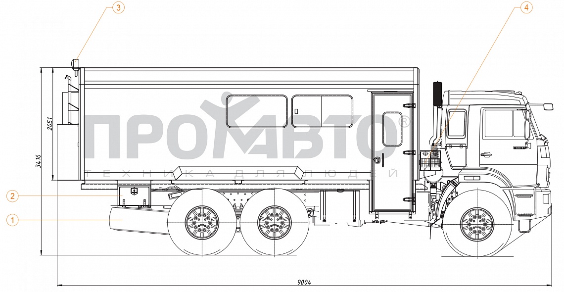 Схема Вахтовый автобус на базе шасси КАМАЗ 43118 (путеремонтная)  7