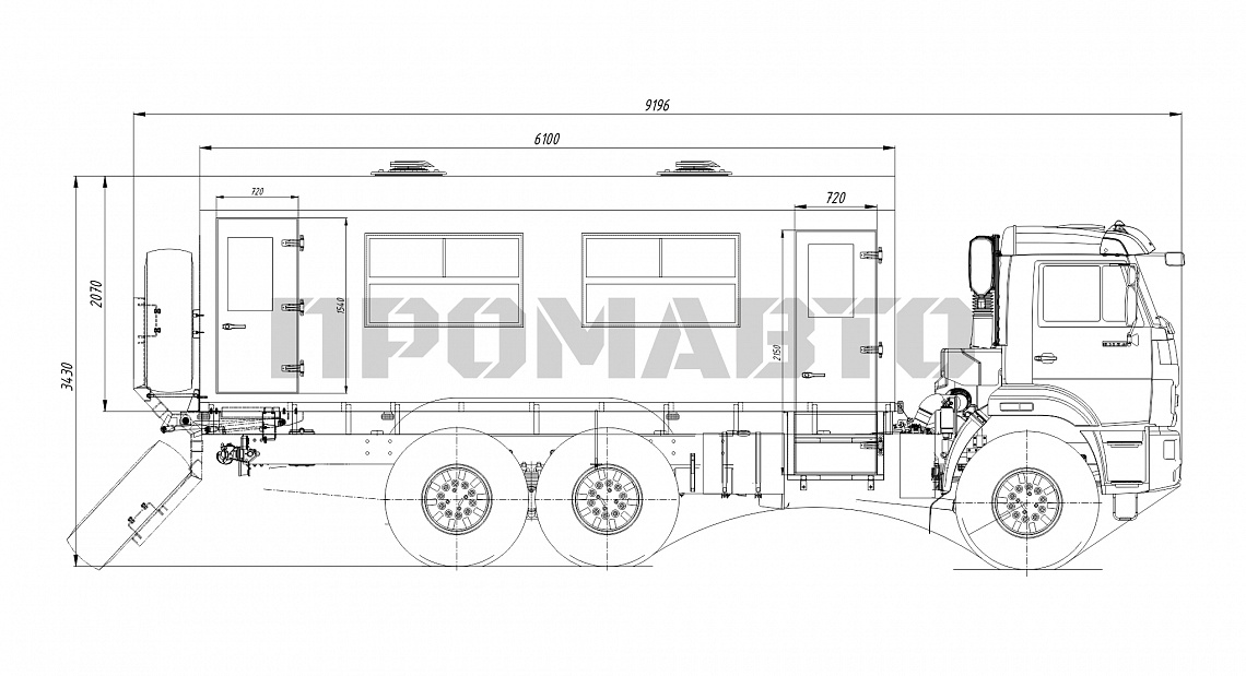 Схема Вахтовый автобус (20+2) на базе шасси КАМАЗ 43118 1