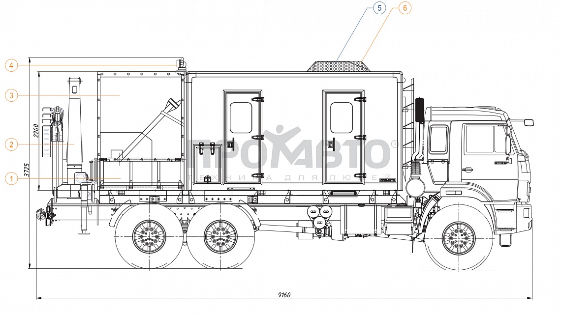 Схема Передвижная техническая помощь с КМУ на базе шасси КАМАЗ 43118 2