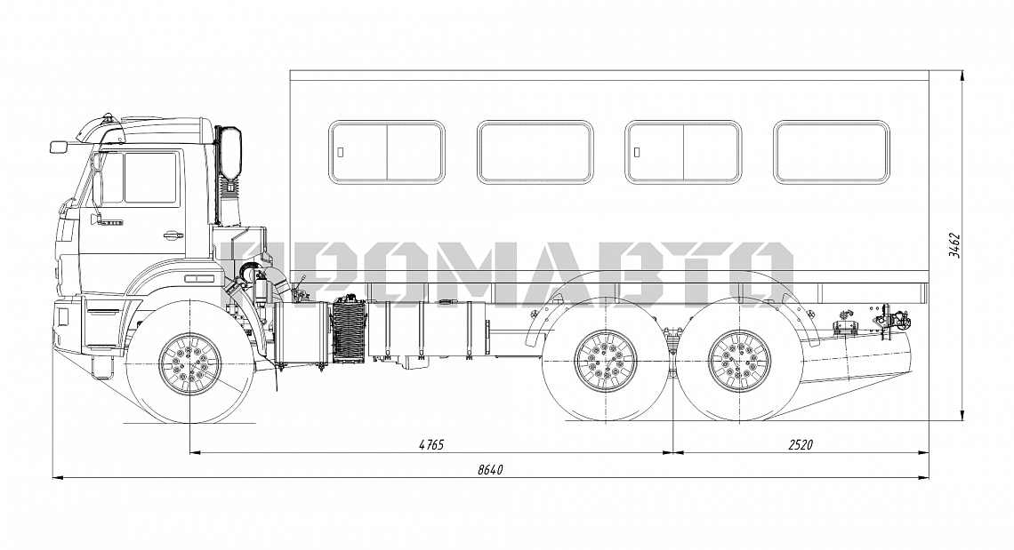 Схема Вахтовый автобус (28+2) на базе шасси КАМАЗ 43118 2